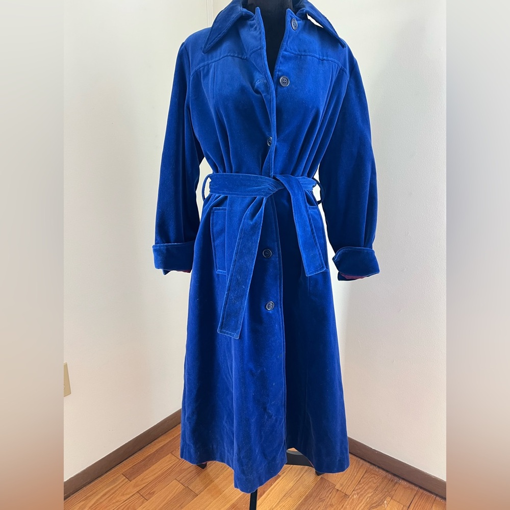 Vintage Marguerite Rubel San Francisco Royal Blue Velvet Long Opera Coat
